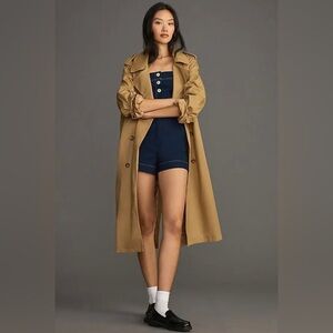 Maeve the Portside Button Front Navy Romper